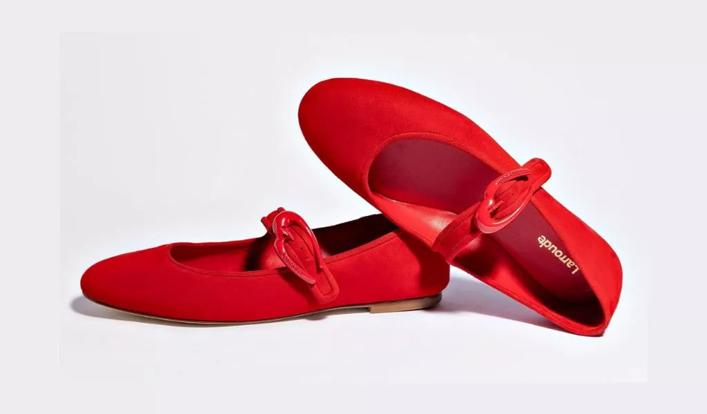 Larroudé Verona Ballet Flat In Scarlet Suede review