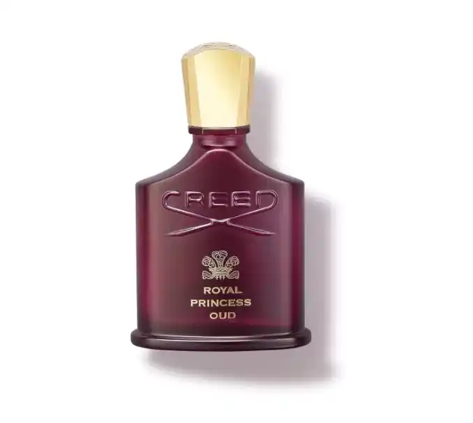 Creed Royal Princess Oud perfume bottle in crimson red and gold